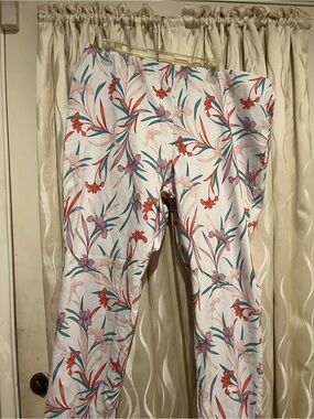 Floral Print White Women’s Cotton Pants